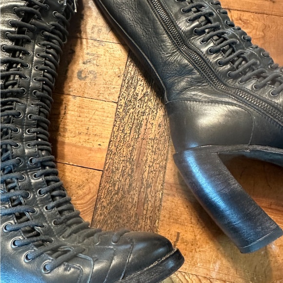 Ann Demeulemeester triple lace knee high talon heels 37 - Picture 11 of 15